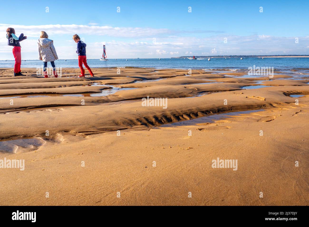 Francce=Nouvelle Aquitaine=Gironde= Arcachon, Playa de Les Abbatiales. Foto de stock