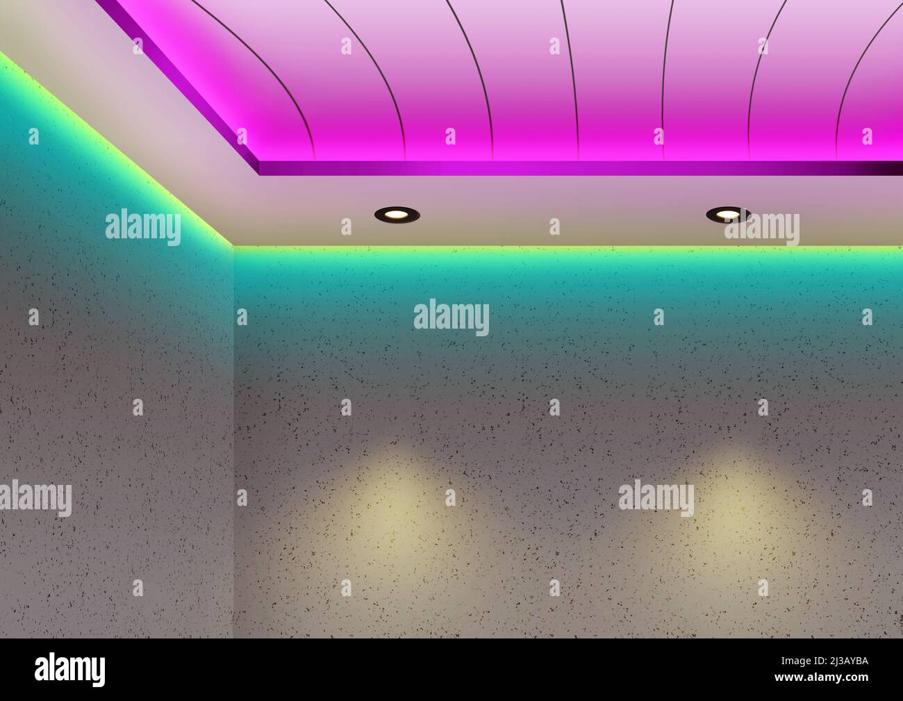 Ilustración Concepto de diseño Luces de techo Diseño interior usando dos  Downlights y luces LED indirectas Fotografía de stock - Alamy