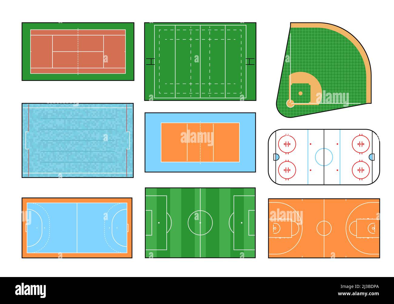 Campo deportivo, campo vectorial y cancha de baloncesto, voleibol