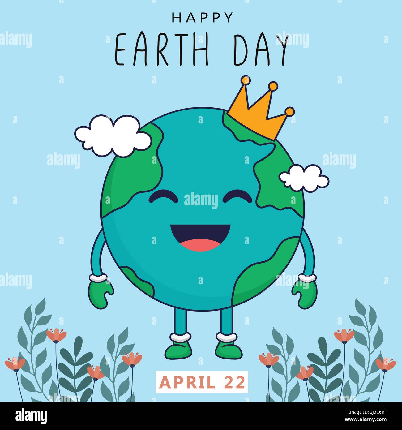 Feliz día de la tierra vector ilustración de fondo. Cara feliz lindo