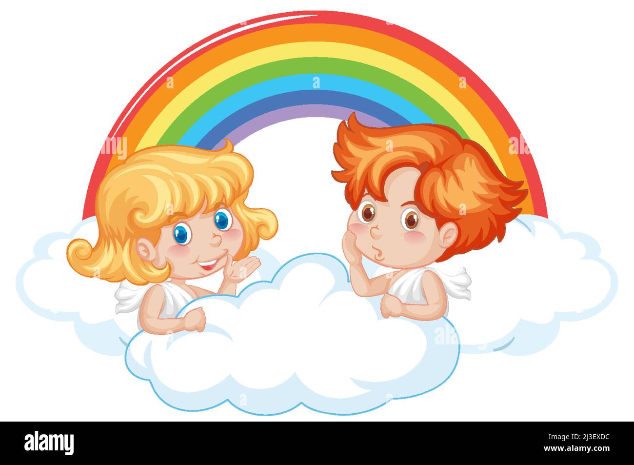 Angel niño y niña en una nube con arco iris en dibujos animados estilo ilustración Imagen Vector de stock - Alamy Angel niño y niña en una nube con arco iris en dibujos animados estilo ilustración Imagen Vector de stock - Alamy