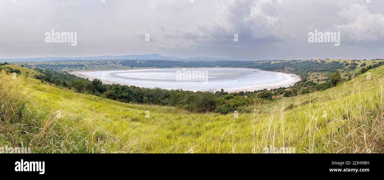 Uganda, distrito de Kasese, Katwe, lago del cráter Nyamanyuka Foto de stock