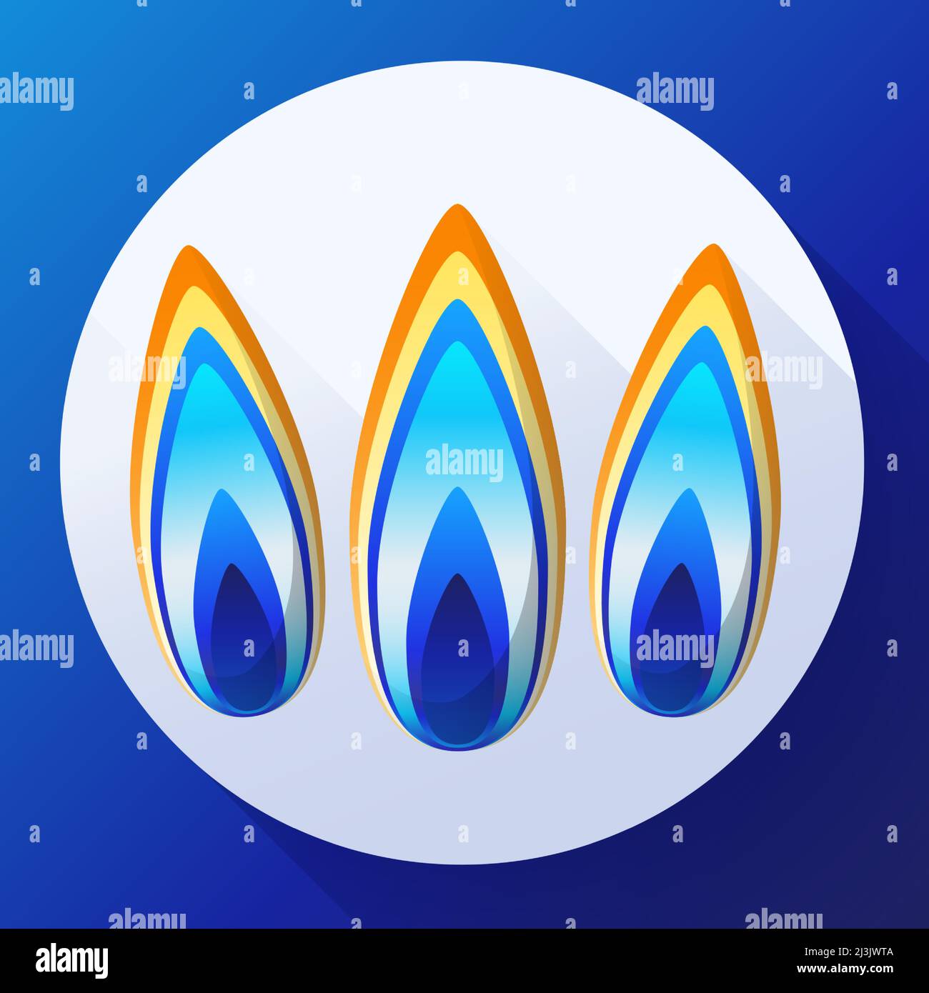 Icono de vector de llamas de gas, gas natural de combustión azul en el estilo plano. Ilustración del Vector