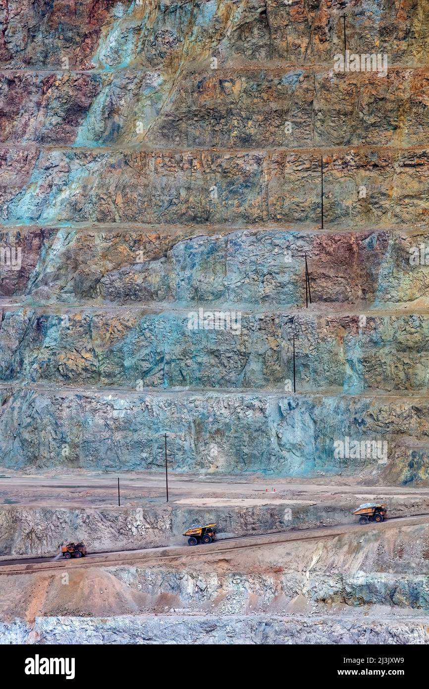 Ricos depósitos de cobre en la mina de cobre Morenci, Arizona, la mina de cobre más grande en América del Norte Foto de stock