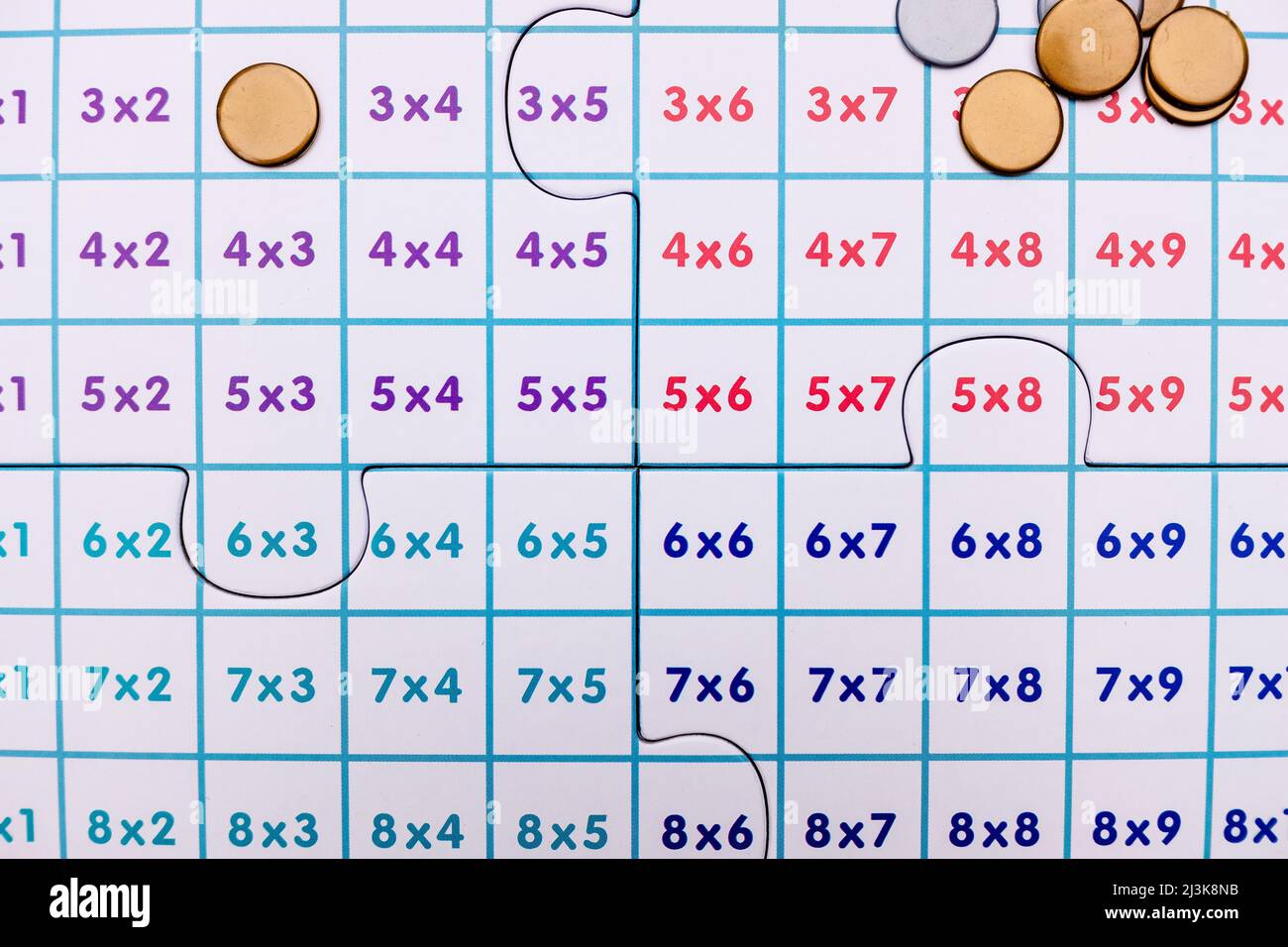 Un rompecabezas para aprender tablas de multiplicación en una escuela de  matemáticas Fotografía de stock - Alamy