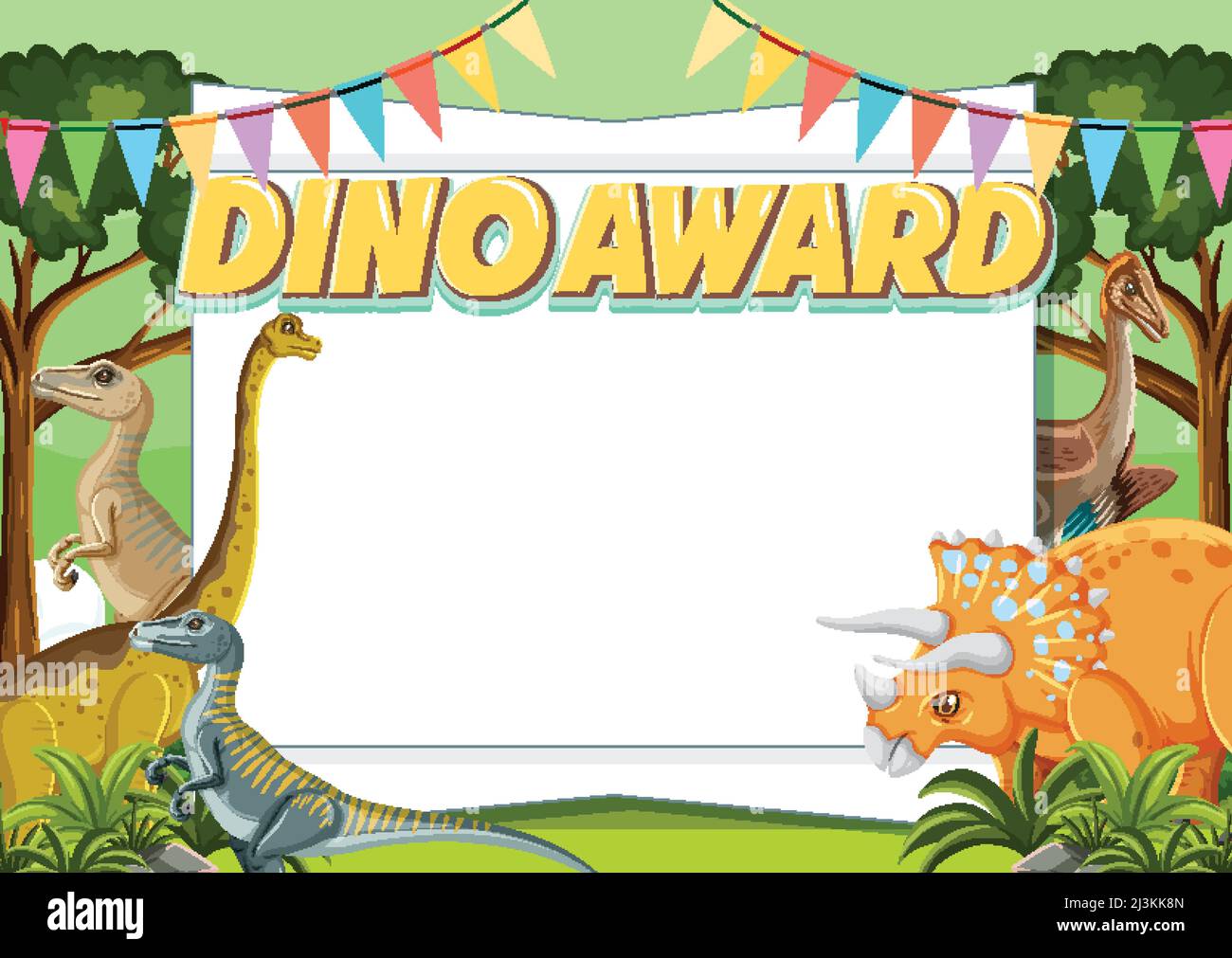 Plantilla de marco con ilustración temática de dinosaurio Imagen Vector de  stock - Alamy