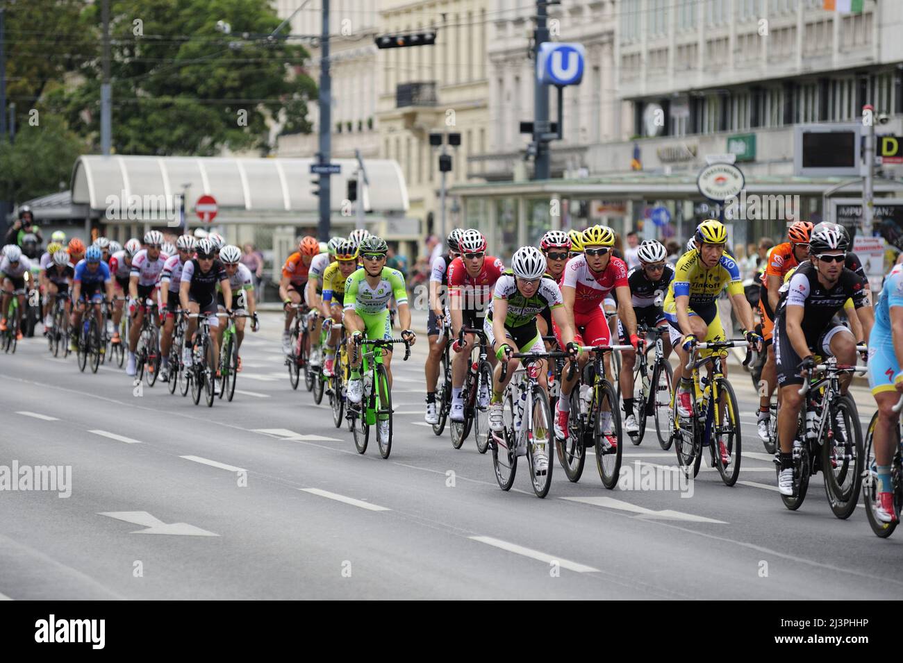 Viena, Austria. 13th de julio de 2014. Excursión en bicicleta por Austria, última etapa en Viena. Foto de stock