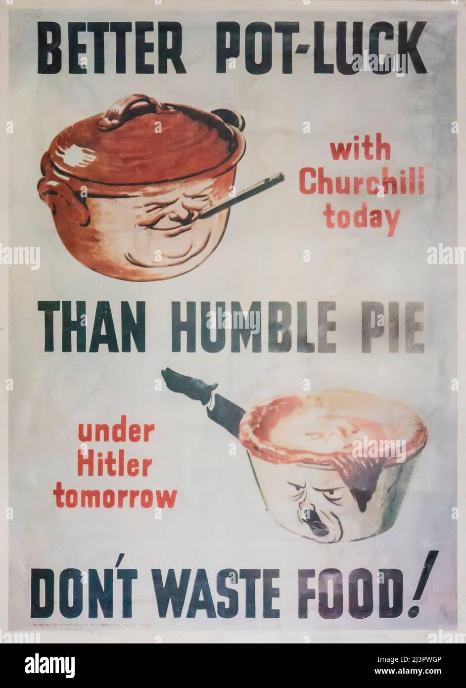 WW2 póster 'No desperdicie comida' Foto de stock