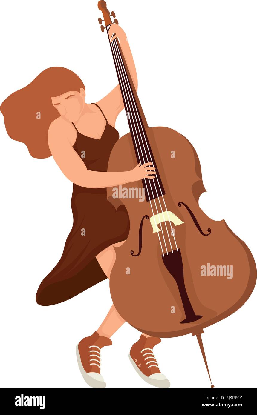 Mujer jugando cello carácter instrumental Imagen Vector de stock - Alamy