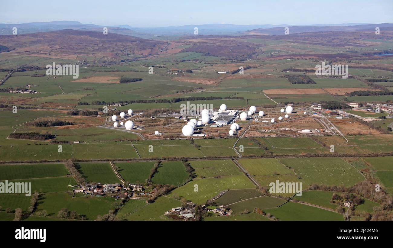 Vista aérea de Menwith Hill cerca de Harrogate, North Yorkshire Foto de stock