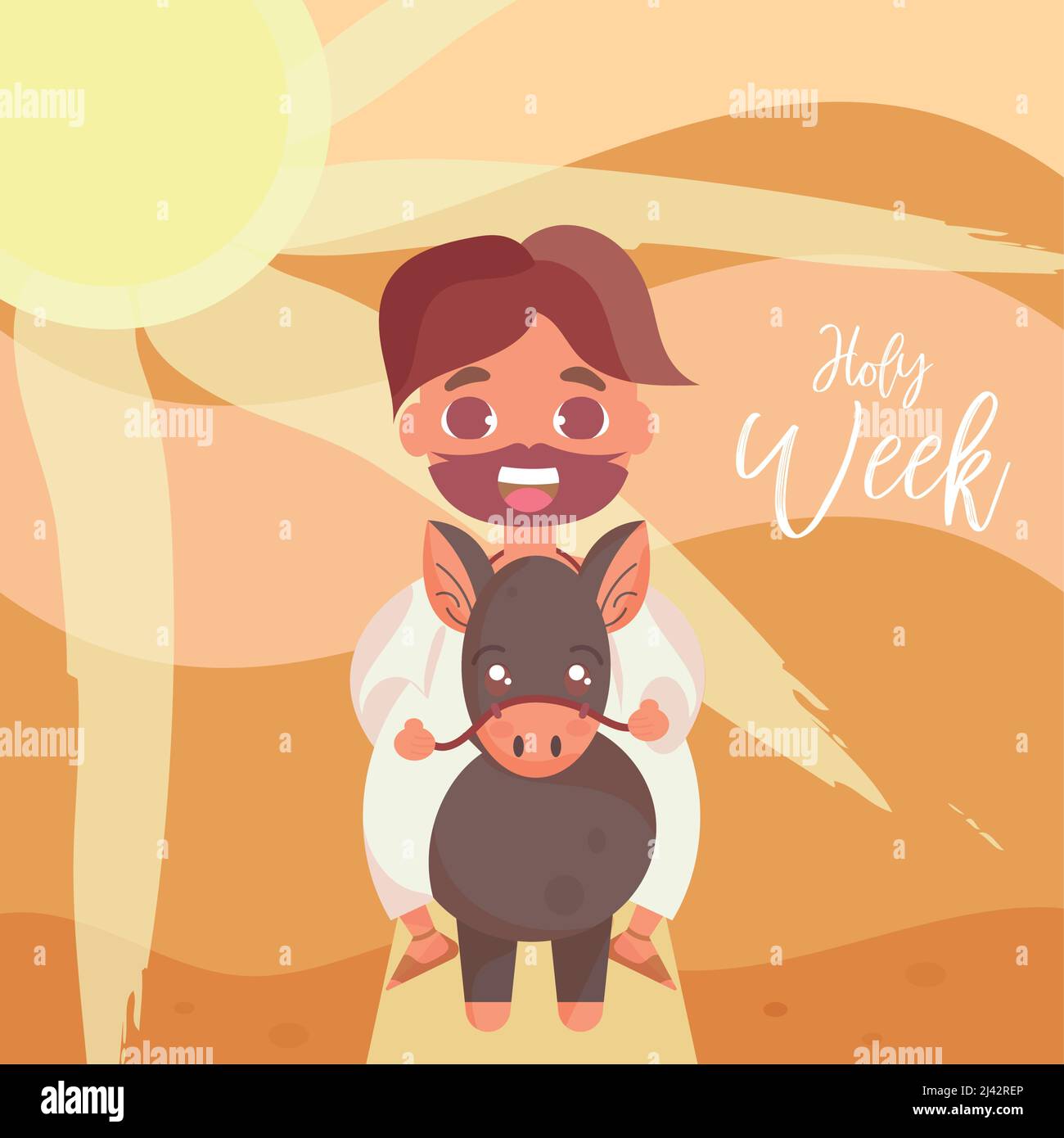 Jesús en un burro La Semana Santa Vector Imagen Vector de stock - Alamy