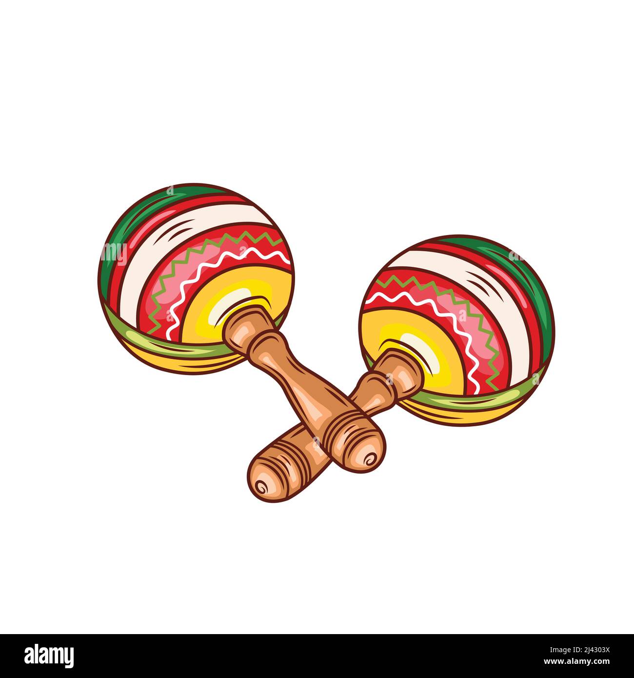 Hermosas maracas sobre fondo blanco. Maracas de instrumentos musicales