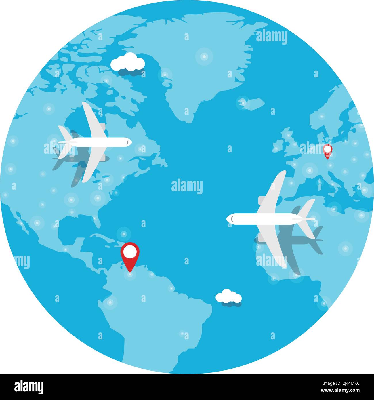 Plano, mapa del mundo y línea aérea, ilustración vectorial Ilustración del Vector