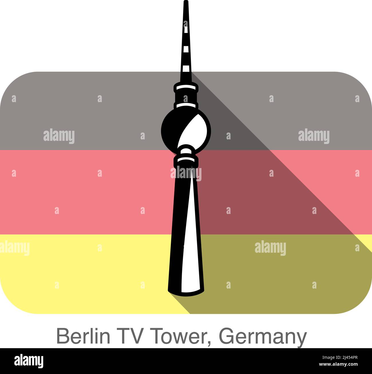 Torre de la televisión de Berlín, Landmark planas, diseño del icono de fondo es bandera nacional alemán Ilustración del Vector