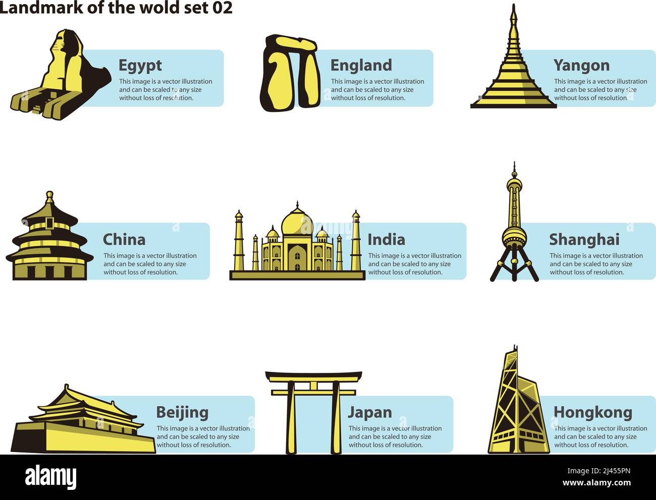 Monumentos del mundo, la etiqueta de la famosa Place, vector Ilustración del Vector