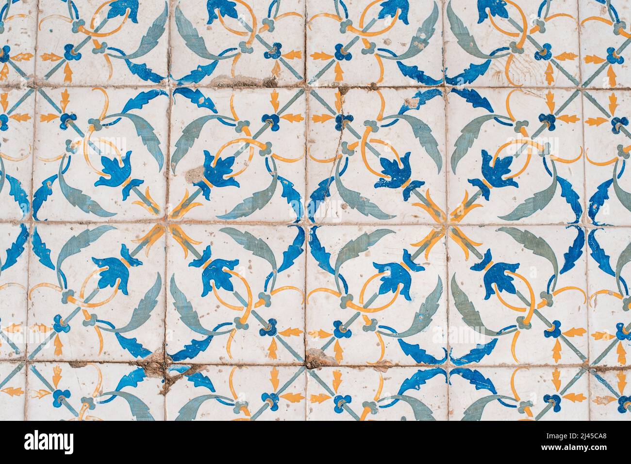 mosaico clásico de cerámica patrón azulejos vintage fondo. Foto de stock