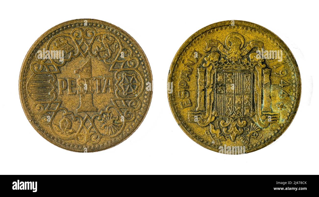 Monedas españolas - 1 peseta, Francisco Franco. Acuñado en cobre desde el  año 1944 Fotografía de stock - Alamy