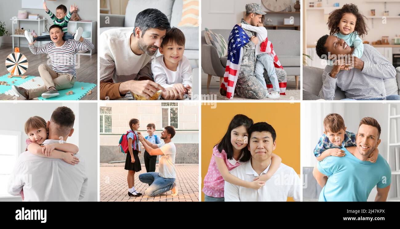 Collage con hombres y sus hijos. Celebración del Día del Padre Fotografía  de stock - Alamy