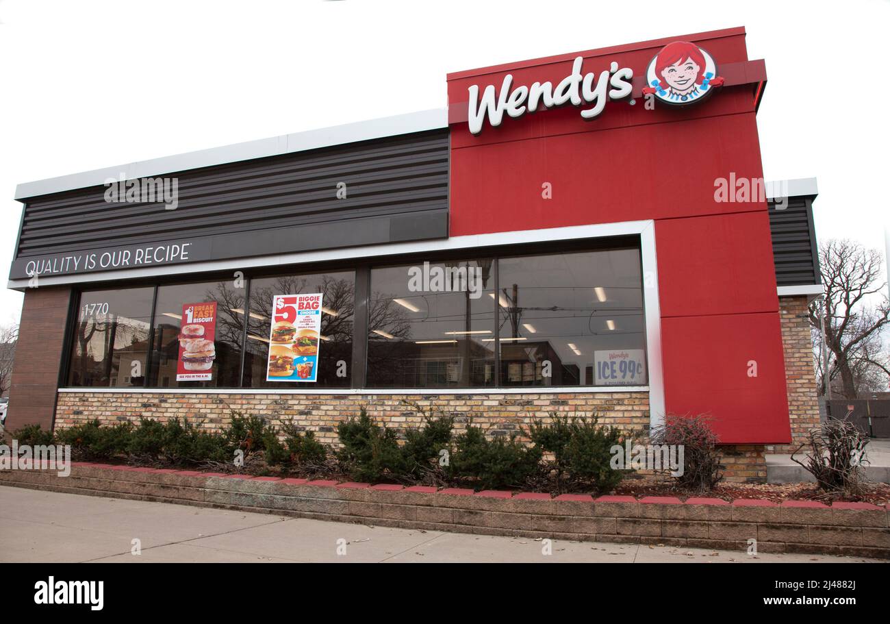 Restaurante de comida rápida Wendy's. St Paul Minnesota MN EE.UU Foto de stock