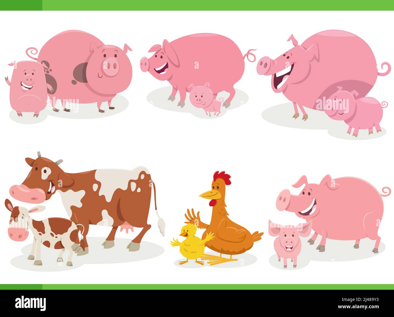 Ilustración de dibujos animados de animales de granja con los personajes de bebés Imagen Vector de stock - Alamy Ilustración de dibujos animados de animales de granja con los personajes de bebés Imagen Vector de stock - Alamy