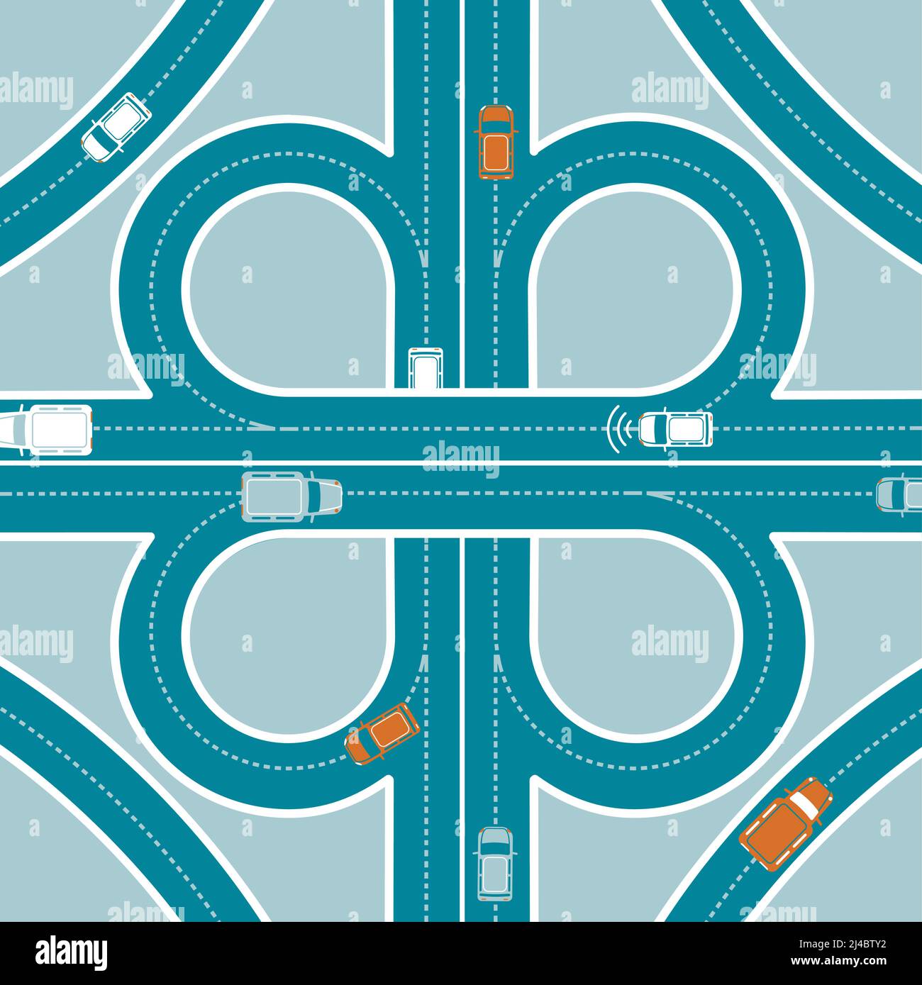 GPS coche de vigilancia concepto de vista superior con el tráfico de transporte activado ilustración del vector de cruce de carreteras Ilustración del Vector