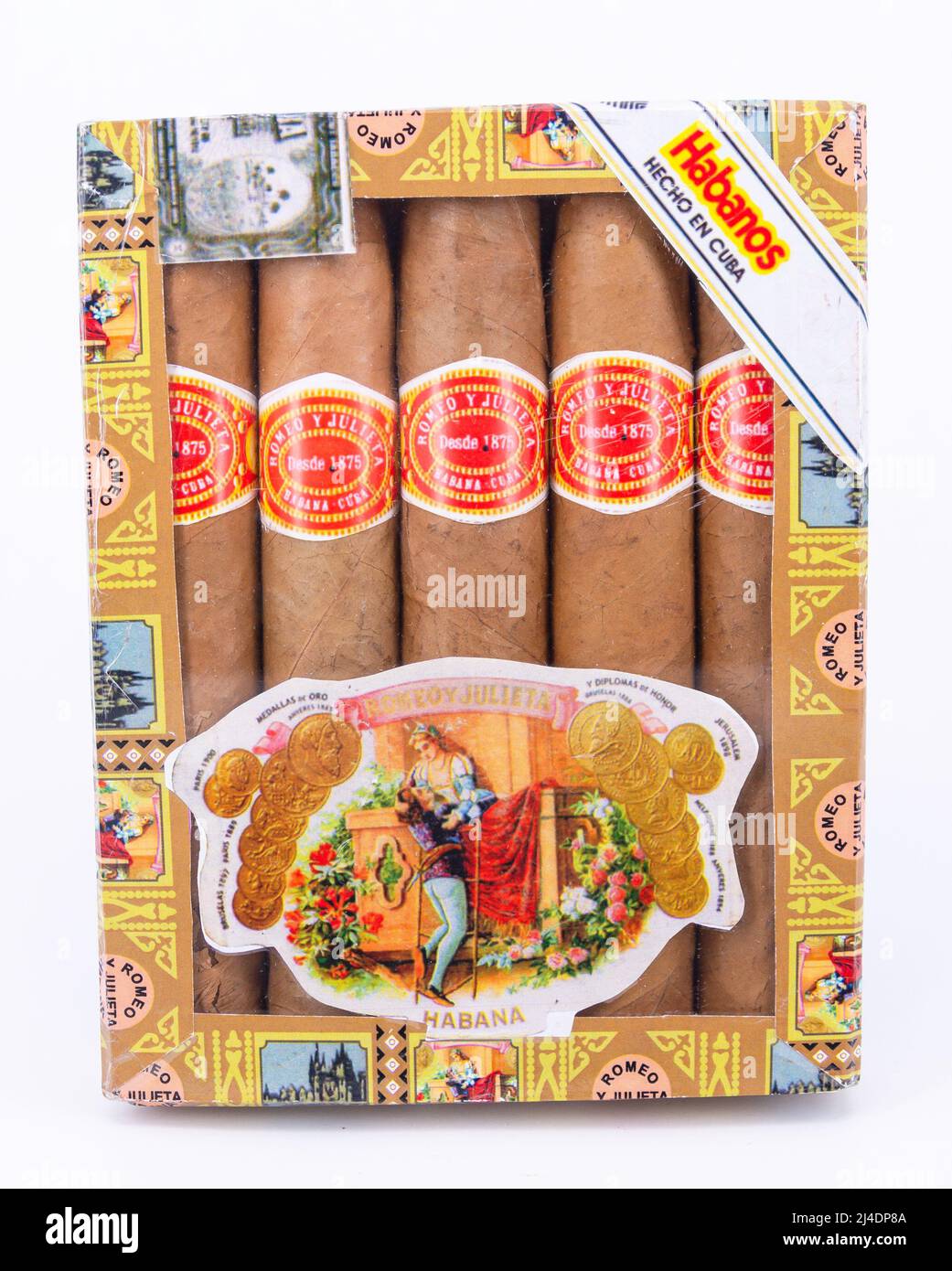 Paquete de puros Habanos Cubanos, Habana Vieja, La Habana, La Habana, República de Cuba Foto de stock
