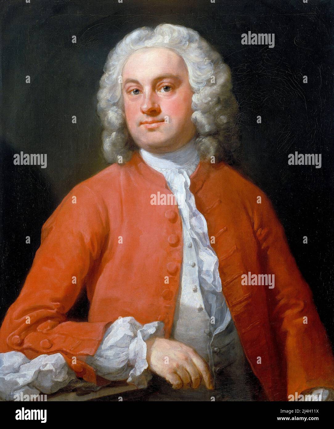 Retrato de un hombre, 1741, Pintura de William Hogarth Foto de stock