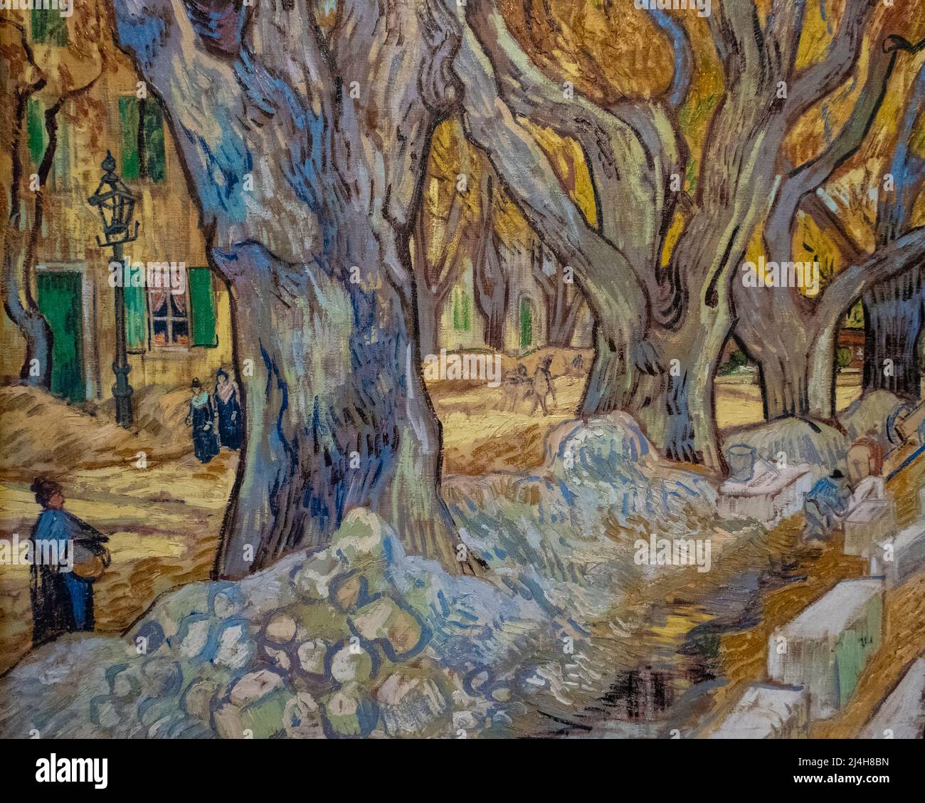 Van Gough pintando grandes árboles planos en el Museo de Arte de Cleveland Foto de stock