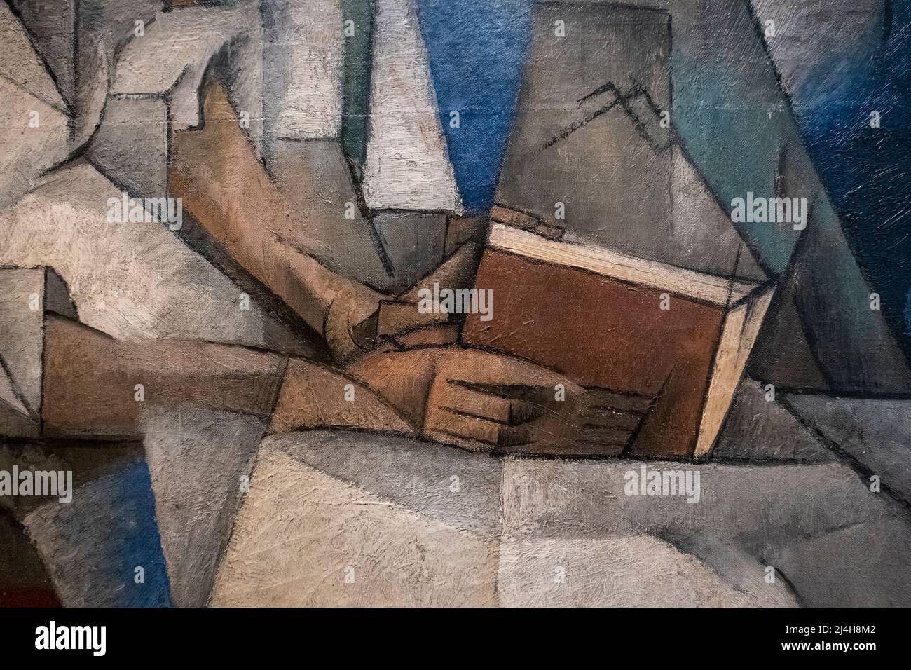 Pintura cubista de una mujer leyendo un libro en el Museo de Arte de Cleveland Foto de stock