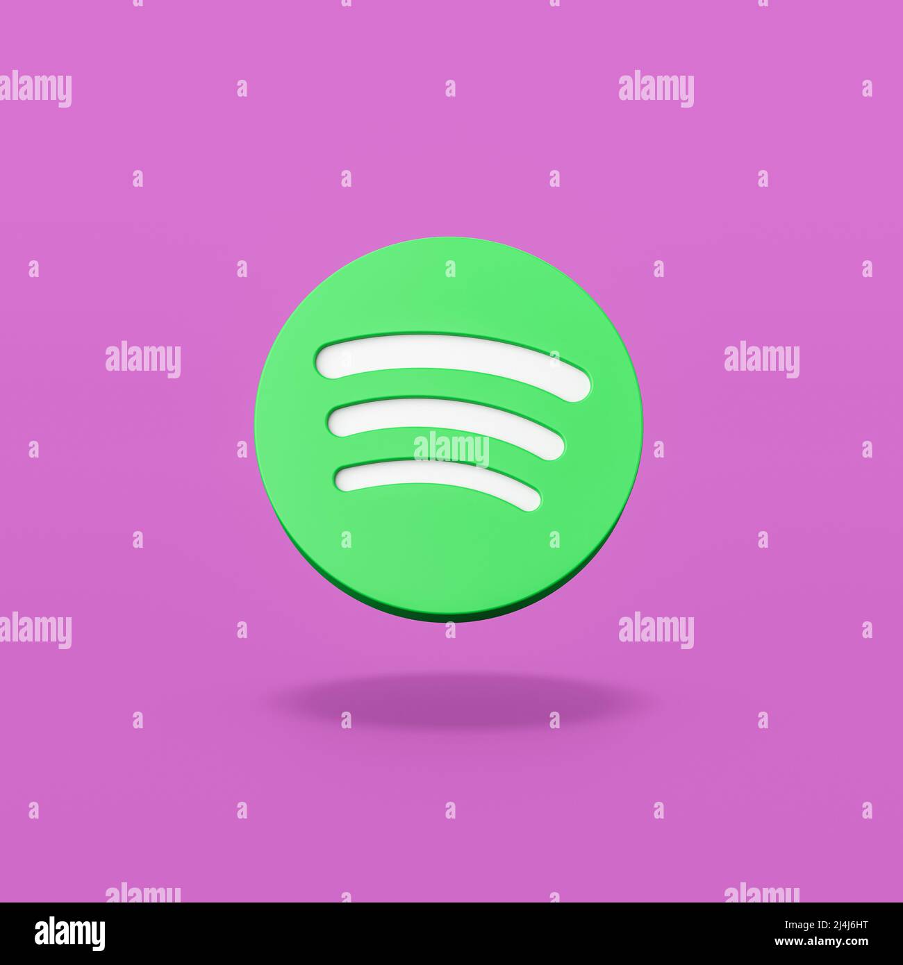 Logotipo de Spotify sobre fondo morado plano Foto de stock