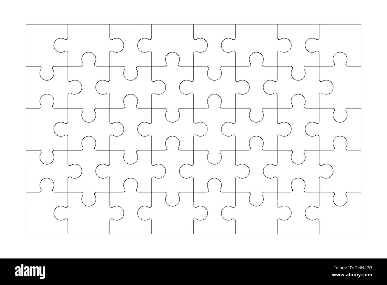 Juego de piezas de puzzle blanco y aisladas sobre blanco fondo vector ilustración rompecabezas rompecabezas 40 piezas juego de pensamiento y 5x8 jigsaws detalle Imagen Vector de stock - Alamy