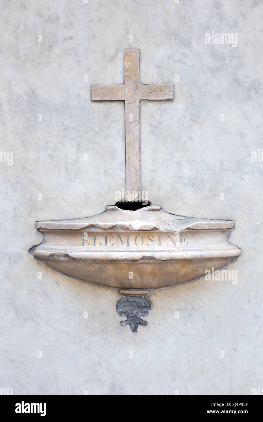 Iglesia Caridad Alms Wall Box Florencia Italia Foto de stock