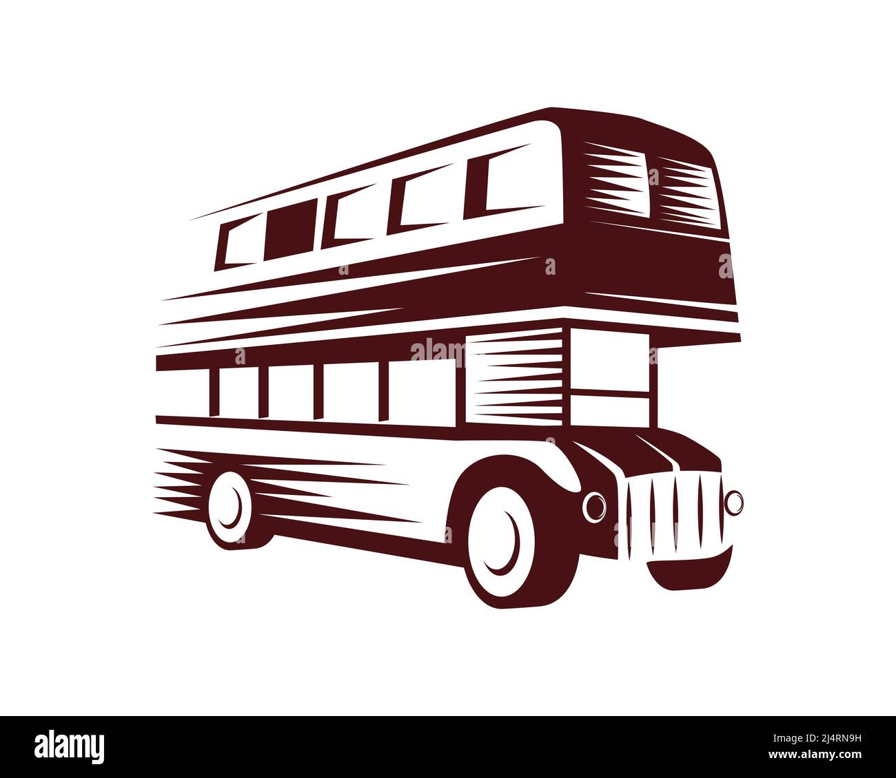 Ilustración de autobús de dos pisos con vector de estilo Silhouette Ilustración del Vector