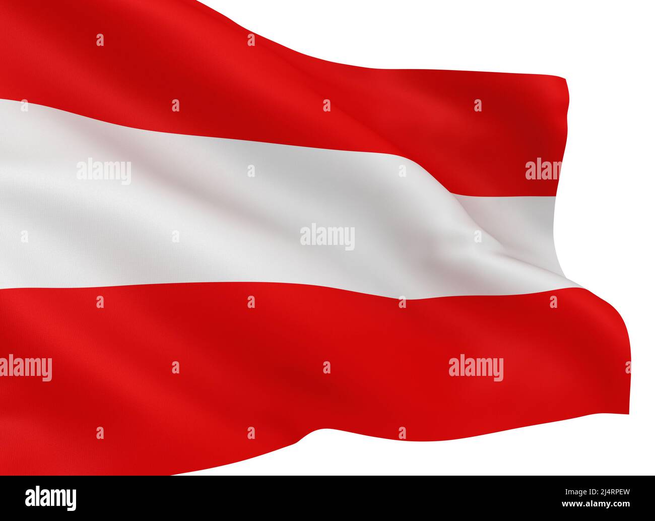 Ondeando la bandera austríaca aislado sobre fondo blanco. Foto de stock