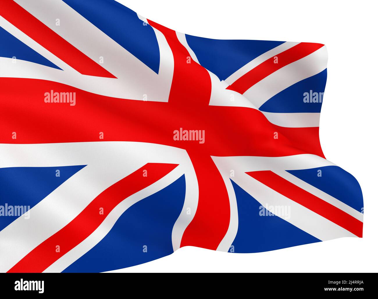 Ondeando bandera inglesa aislada sobre fondo blanco Foto de stock