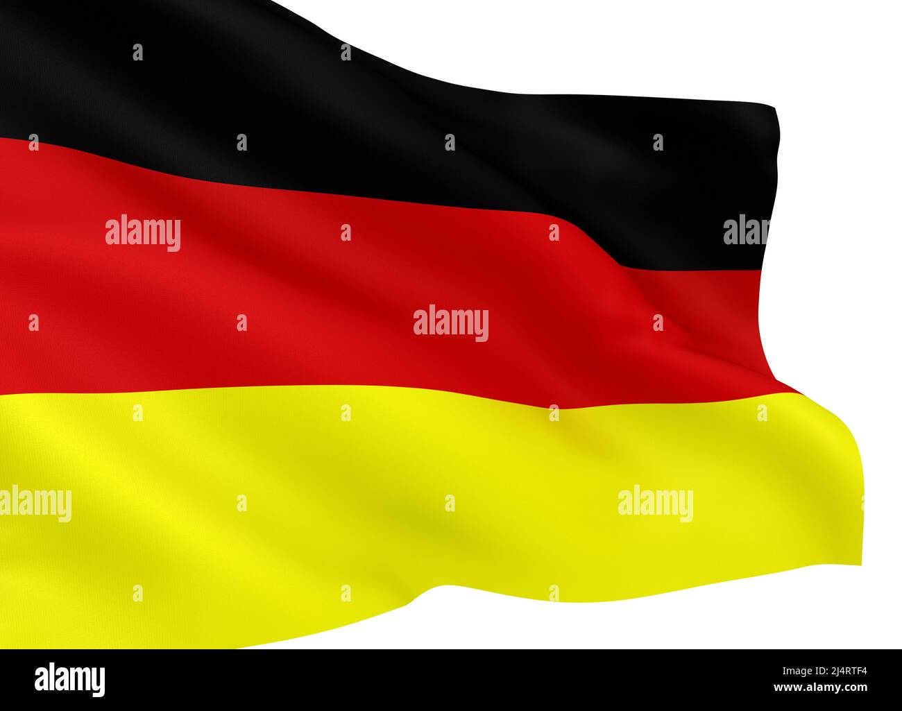 Ondeando la bandera alemana aislado sobre fondo blanco. Foto de stock