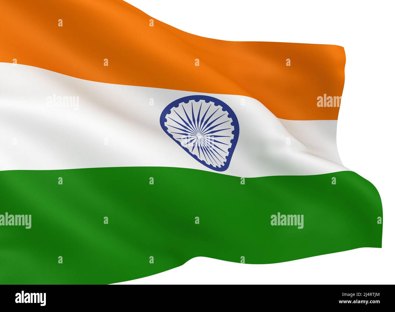 Ondeando bandera india aislada sobre fondo blanco Foto de stock