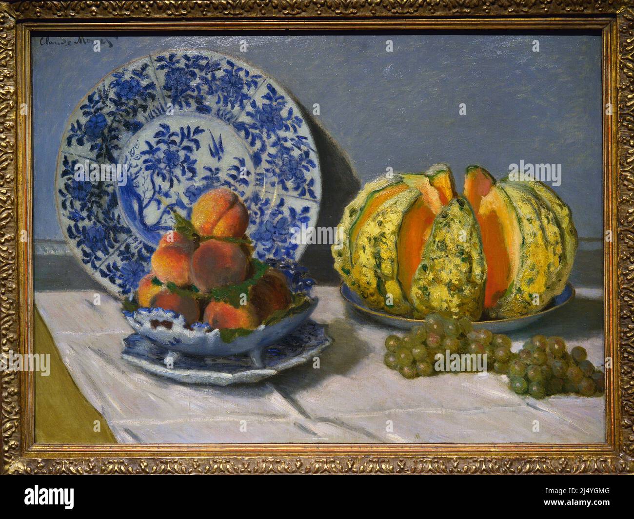 Claude Monet (1840-1926). Pintor impresionista francés. Vida quieto con Melon, ca. 1872. Óleo sobre lienzo (53 x 73 cm). Museo Calouste Gulbenkian. Lisboa. Portugal. Foto de stock