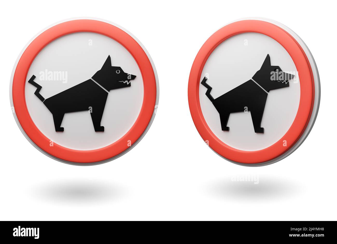 No se permiten perros señal, perro caminar está prohibido - 3D render Foto de stock