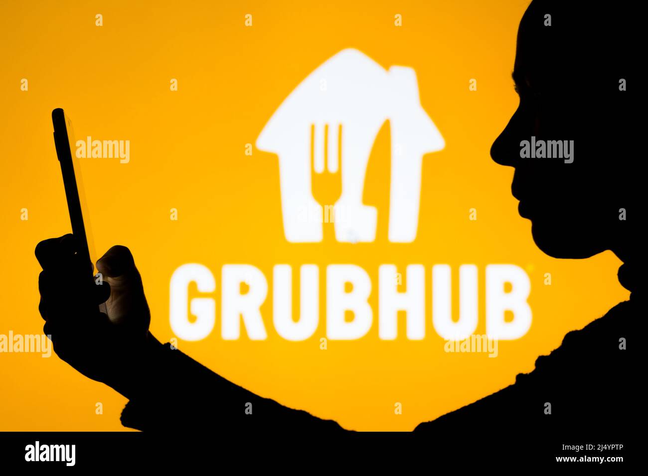 En esta ilustración de la foto el logo de Grubhub Inc. Visto en el