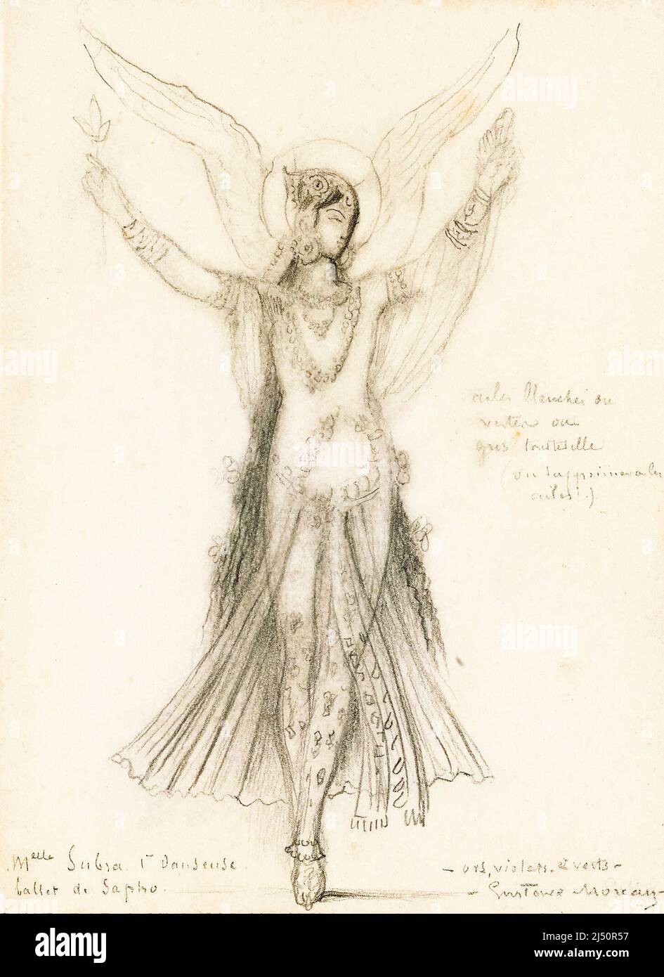 Gustave Moreau, Première Danseuse, Mademoiselle Subra, Ballet De Sapho, dibujo en lápiz 1883 Foto de stock