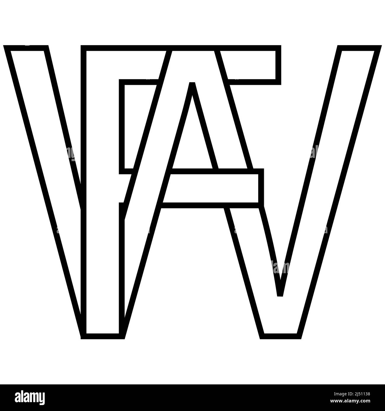 Logotipo, icono fw wf nft fw letras entrelazadas f w Ilustración del Vector