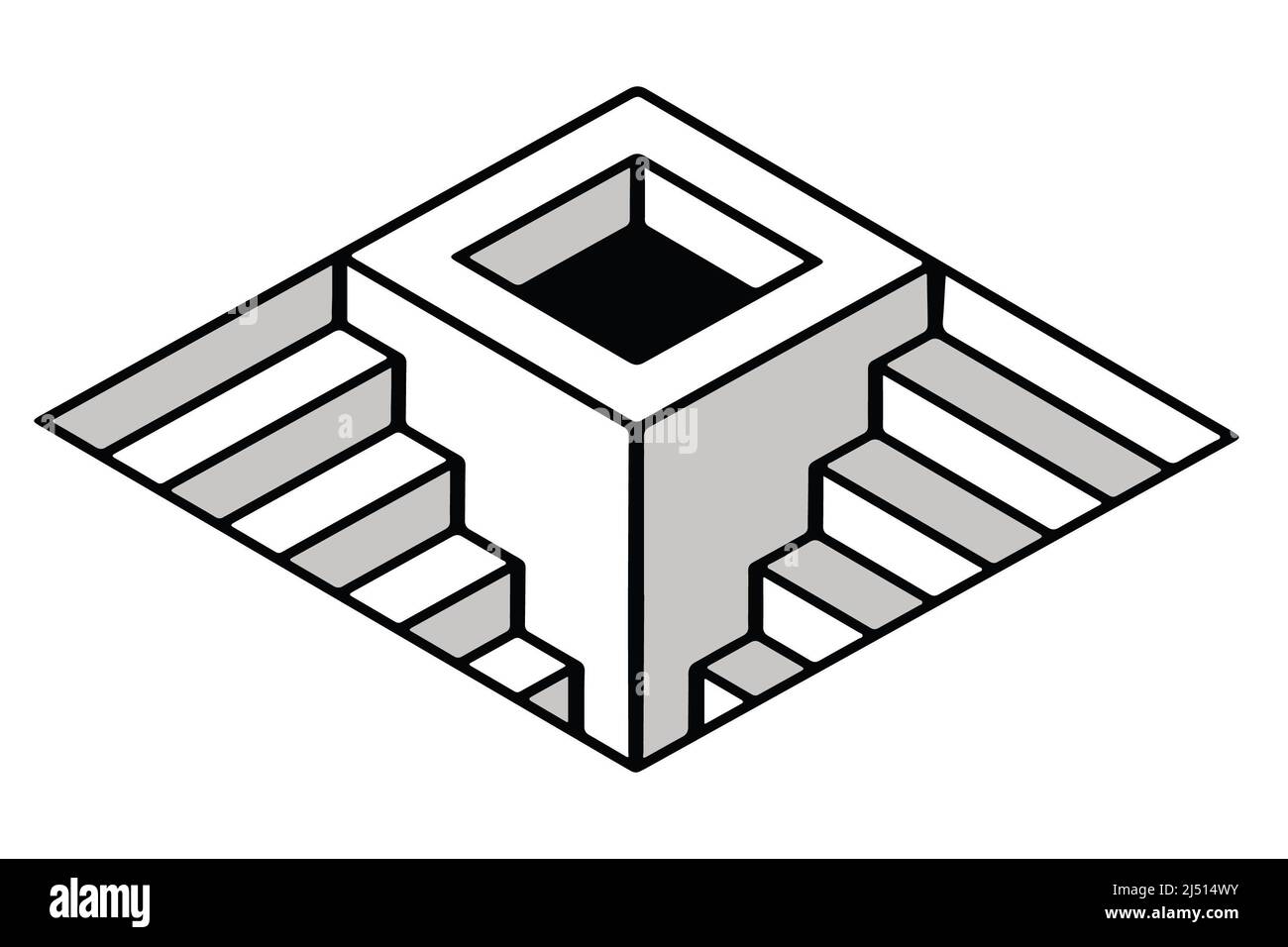 Imagen vectorial en blanco y negro de una figura rhombus con pasos en el interior Foto de stock