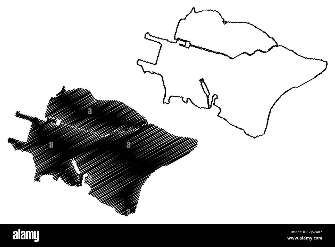 Isla Vasilyevsky (Rusia, Federación de Rusia, San Petersburgo, Golfo de Finlandia) mapa de vectores ilustración, scribble sketch Vasilyevsky mapa Ilustración del Vector