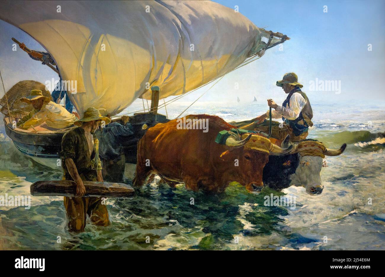 De vuelta de la pesca, el transporte del barco, Retour de la pêche, halage de la barque, Joaquín Sorolla, 1894, Musee D'Orsay Art Gallery, París, Francia, Europa Foto de stock