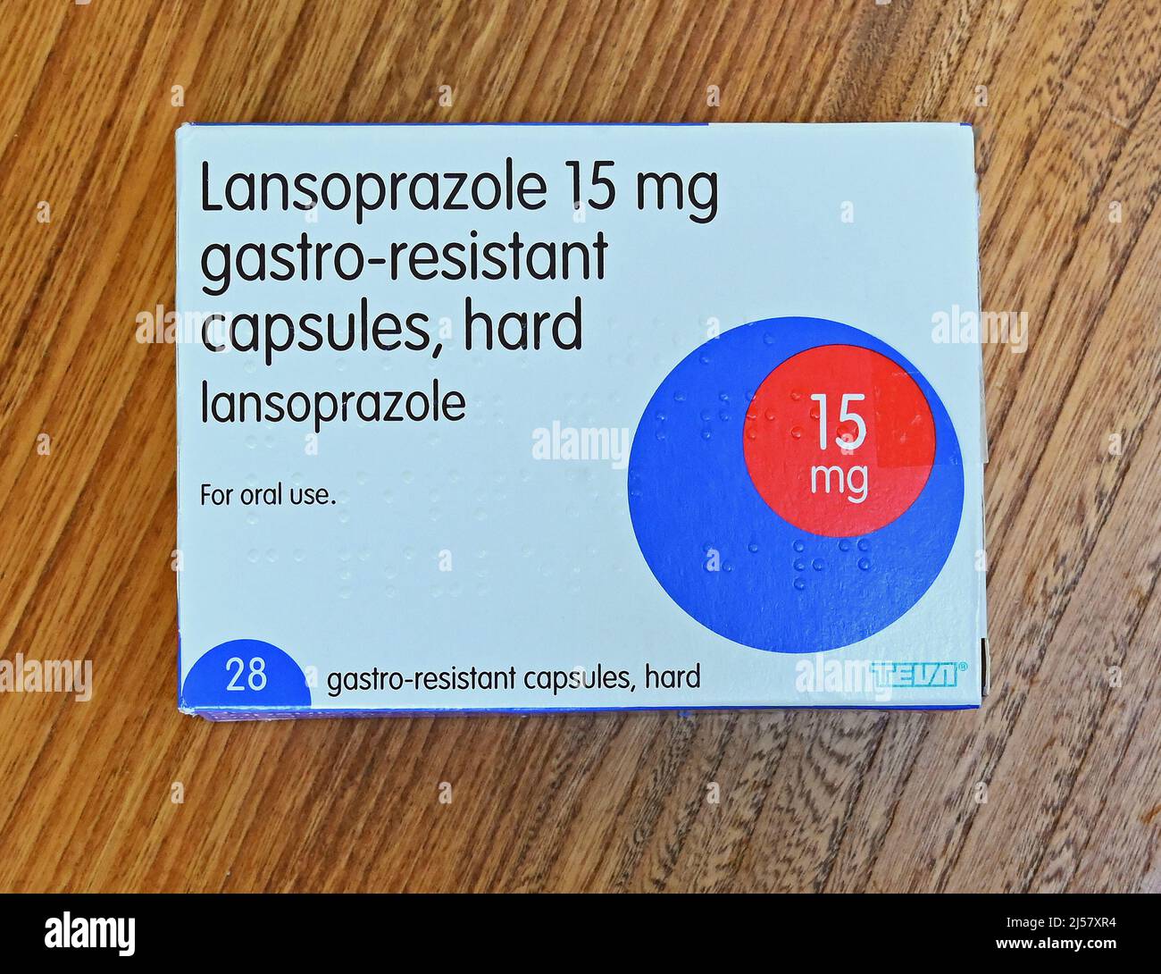 Paquete de 15 mg de lansoprazol cápsulas gastrorresistentes, lansoprazol  duro. Para uso oral. Teva UK Limited Fotografía de stock - Alamy