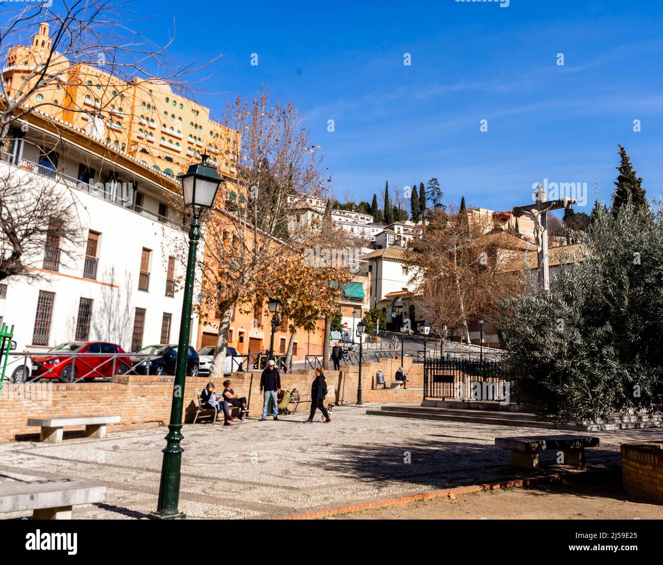 Plaza de Fortuny, Barrio realejo, Granada, España Foto de stock