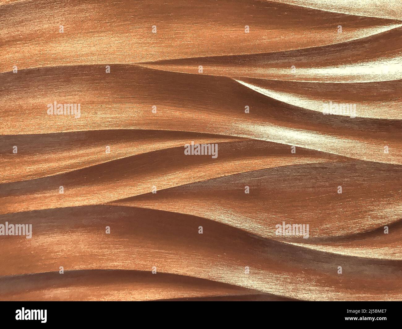 Panel decorativo interior marrón oscuro 3D con diseño ondulado. Textura de fondo de bronce perla. Estructura abstracta arte onda fondo, macro. Foto de stock