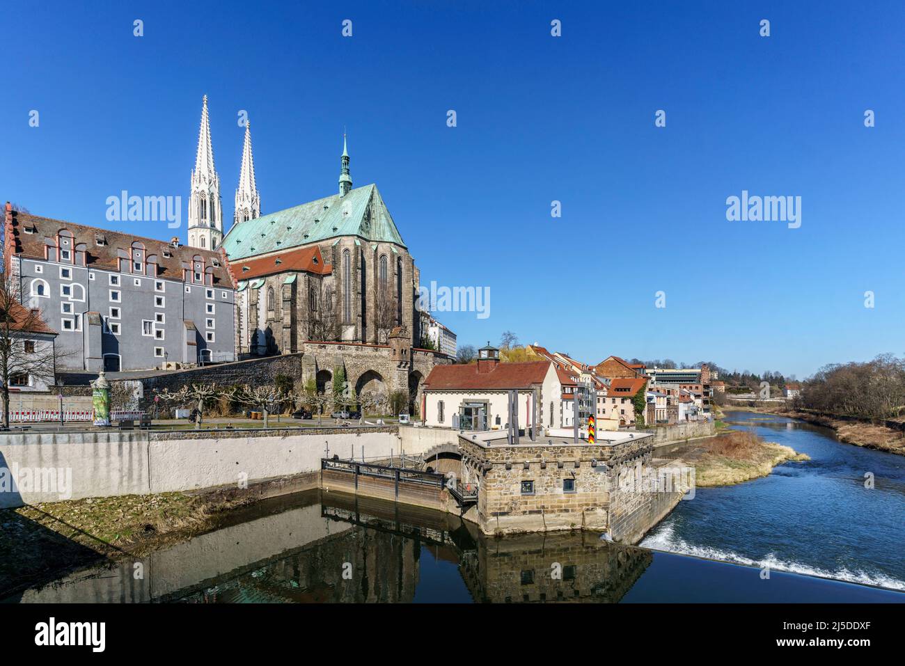 Stadtpanorama mit Peterskirche, Neiße, Görlitz, Sachsen, Deutschland, Europa Foto de stock