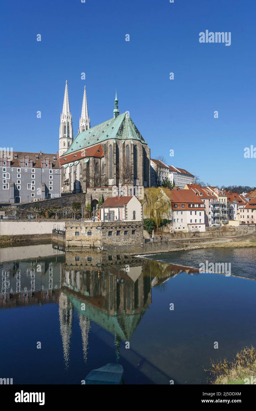 Stadtpanorama mit Peterskirche, Neiße, Görlitz, Sachsen, Deutschland, Europa Foto de stock